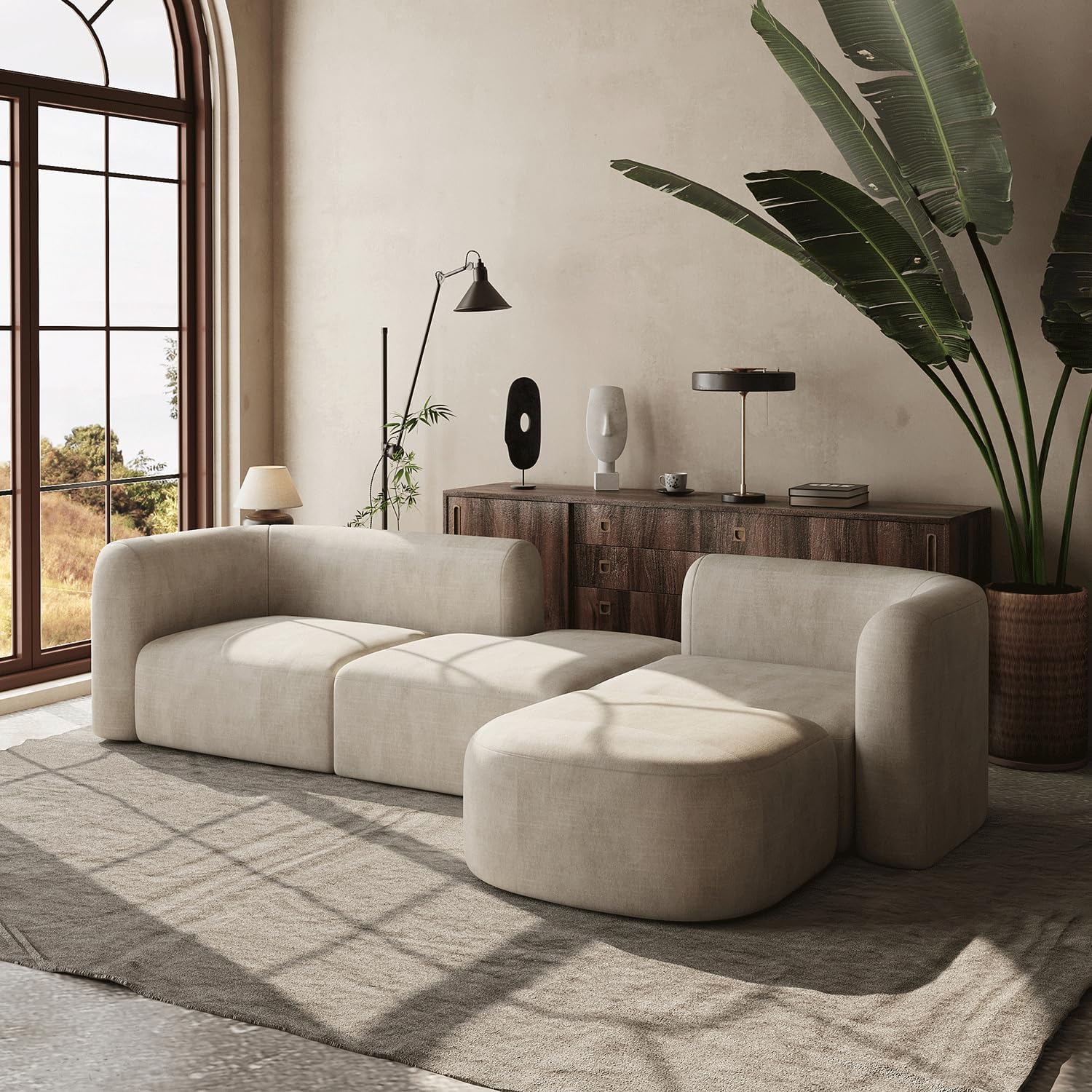 Acanva Luxury Velvet Sofa 3 Seater Modern Curved Back Couch for Living Room