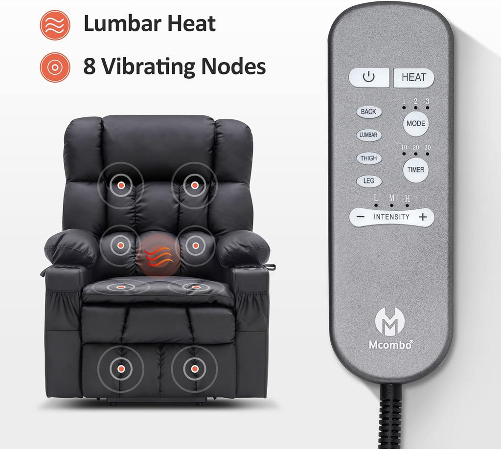 MCombo Dual Motor Power Lift Recliner Chair for Elderly with Heat Massage USB