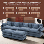 Ihanherry U Shaped Modular Cloud Sofa 5 Seat Chenille Sectional with Ottoman