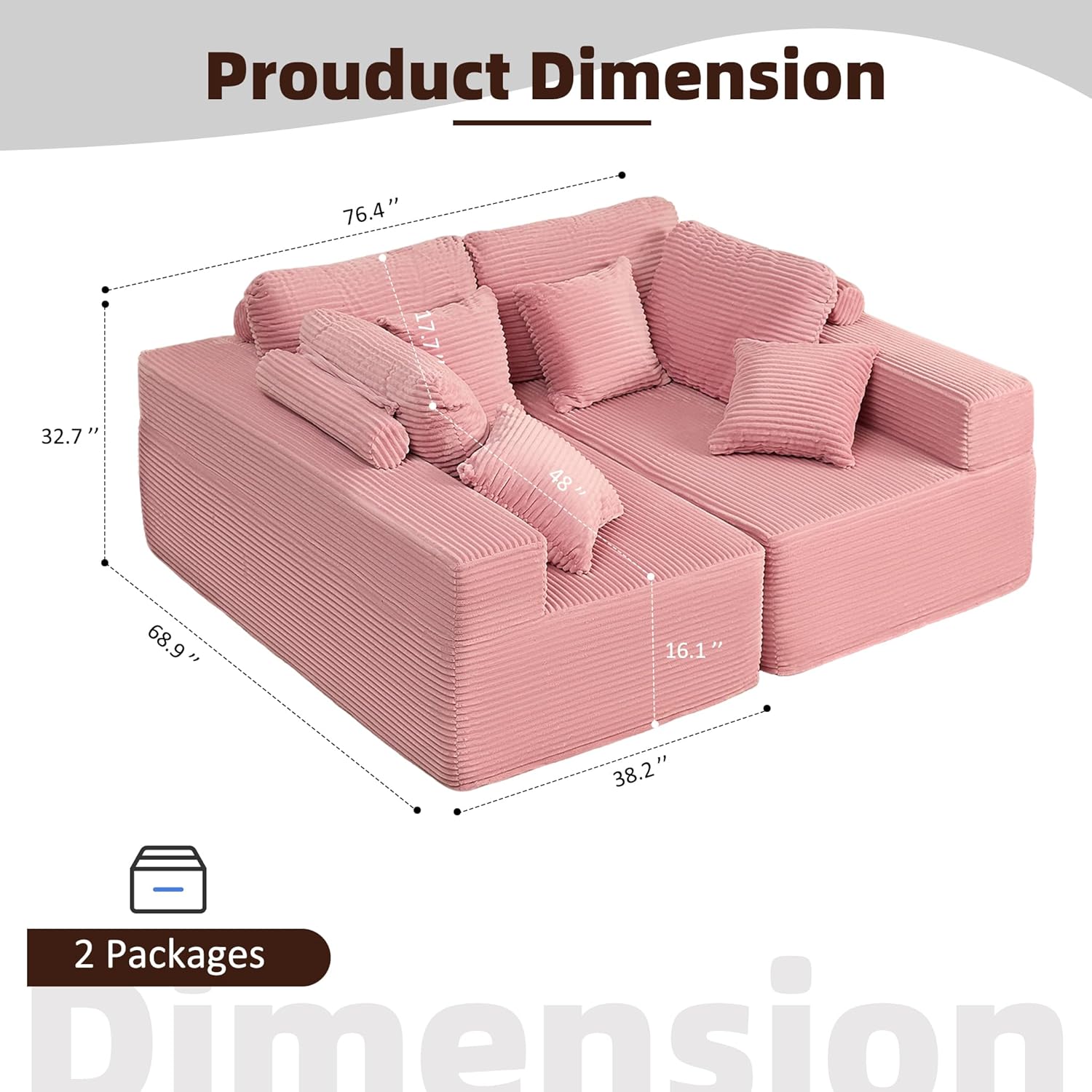 Afuson Boneless Sectional Sofa L Shape Deep Seat Cloud Couch Living Room
