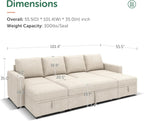 HONBAY Modular Sectional Sleeper Sofa L Shaped Couch with Pull Out Bed