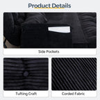 MAXYOYO Adjustable Floor Sofa Bed with Armrest Double Black Foldable Sleeper