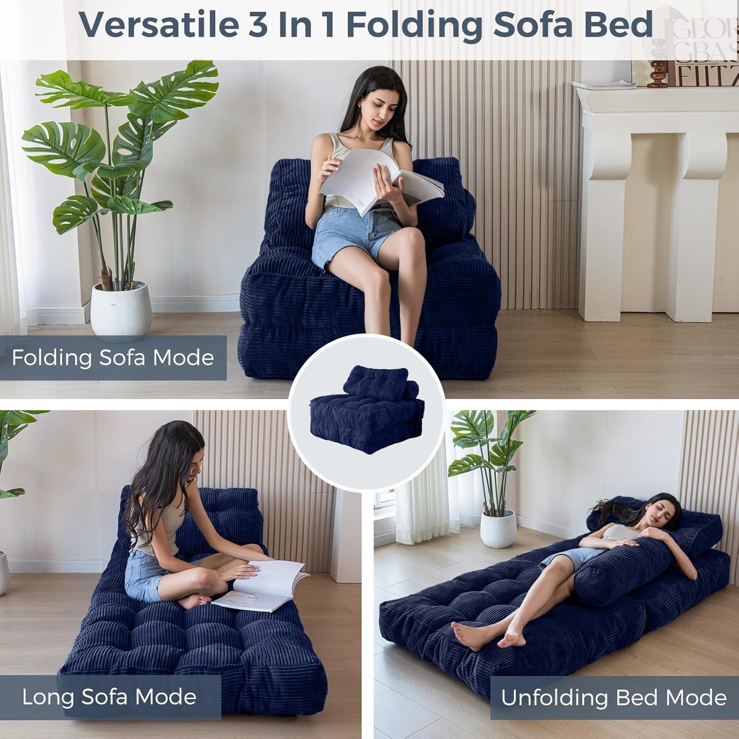 MAXYOYO Folding Sofa Bed Convertible Sleeper Chair with Pillow