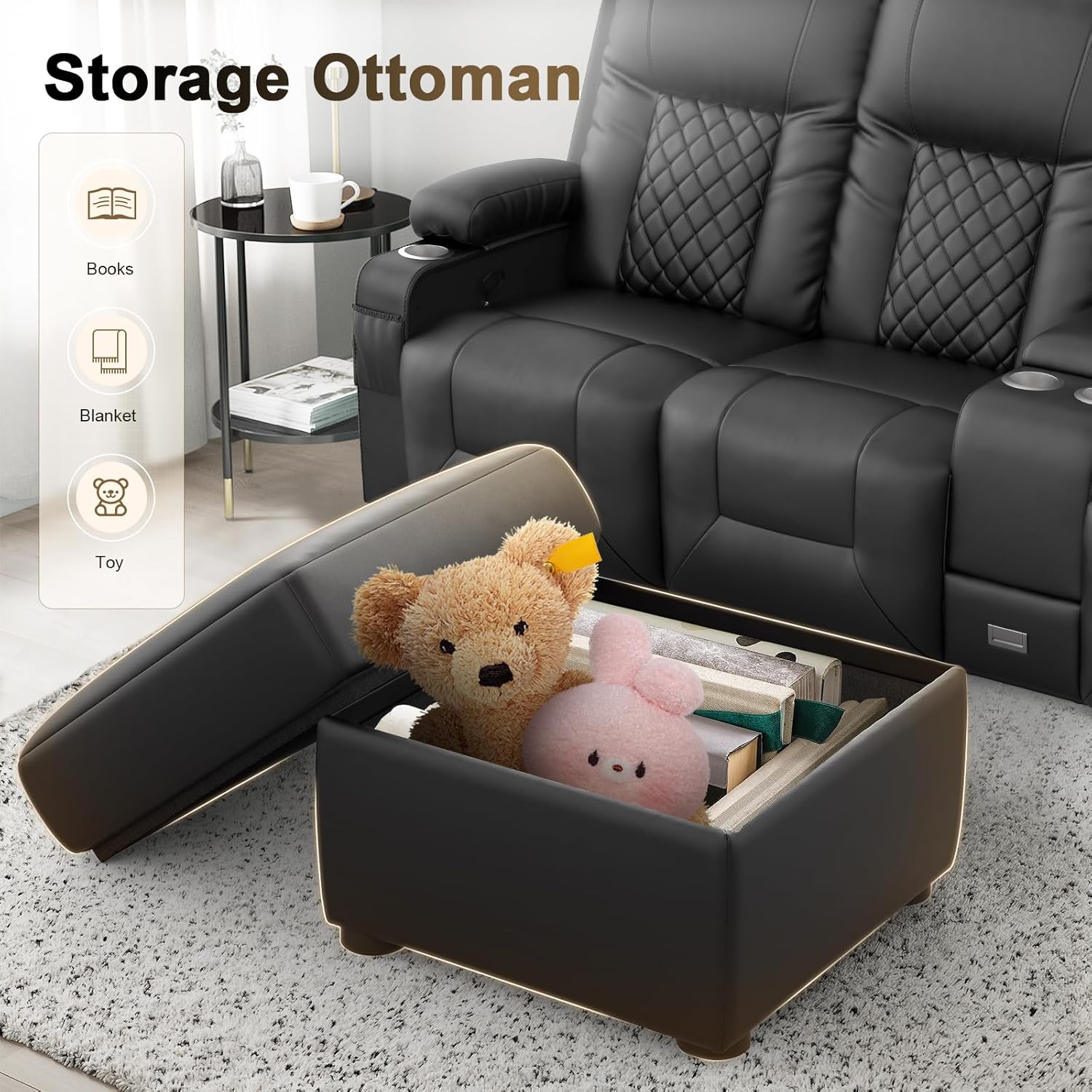 YONISEE 3 Seat Recliner Sofa with Storage Console USB Ports and Cup Holders