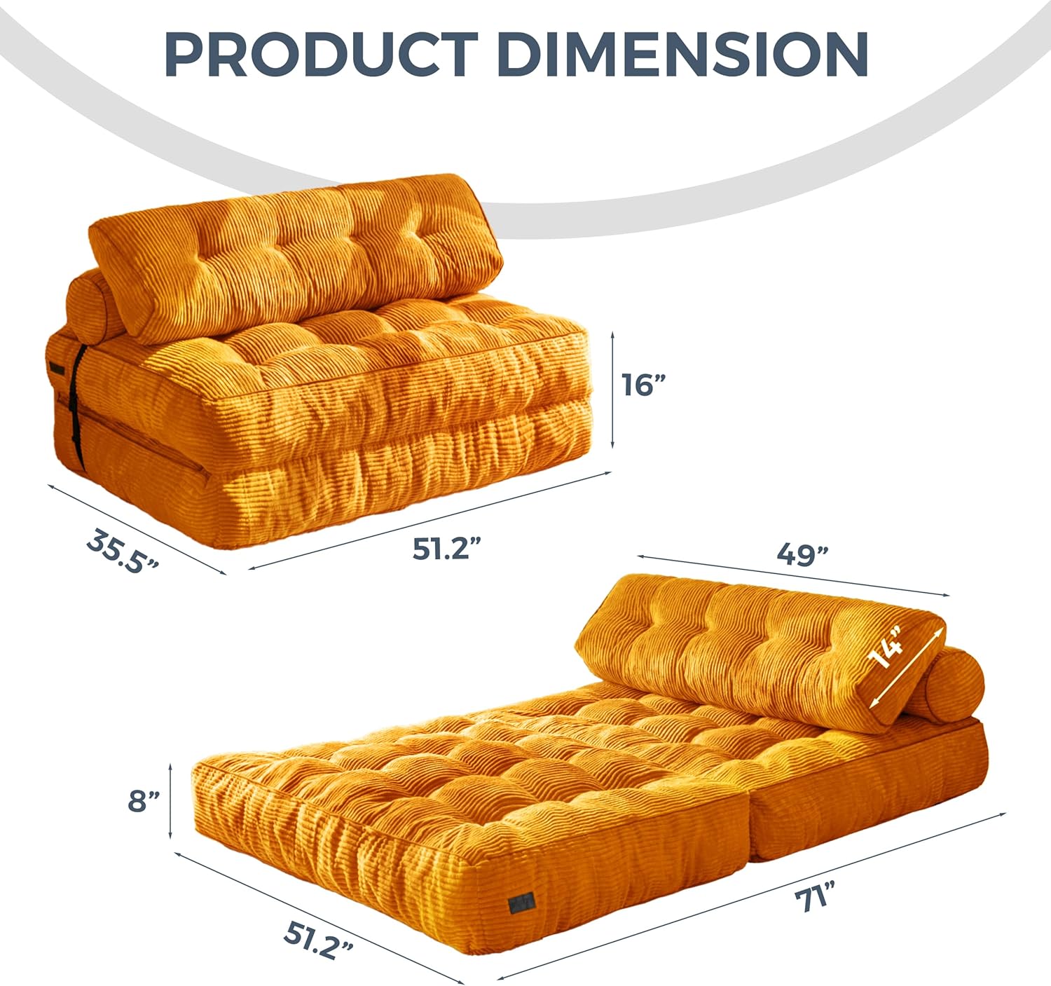 MAXYOYO Folding Sofa Bed Convertible Sleeper Chair with Pillow