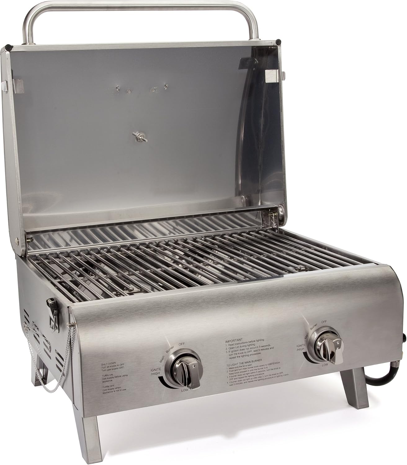Cuisinart Portable Propane Gas Grill 2 Burner Stainless Steel Tabletop BBQ
