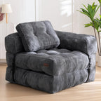 MAXYOYO L Shaped Folding Sofa Bed Convertible Sleeper with Pillow Armrest