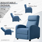 JUMMICO Adjustable Recliner Chair Home Theater Sofa with Thick Cushion