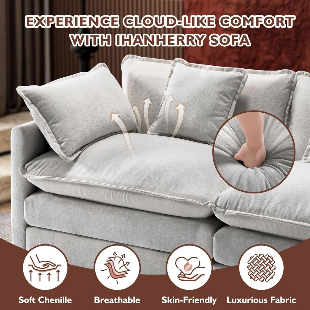 Ihanherry U Shaped Modular Sectional Sofa 5 Seat with 2 Ottomans Chenille