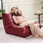 Hobestluk Giant Bean Bag Chair Memory Foam Faux Leather Floor Sofa for Adults