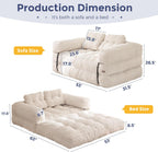 MAXYOYO L Shaped Folding Sofa Bed Convertible Sleeper with Pillow Armrest