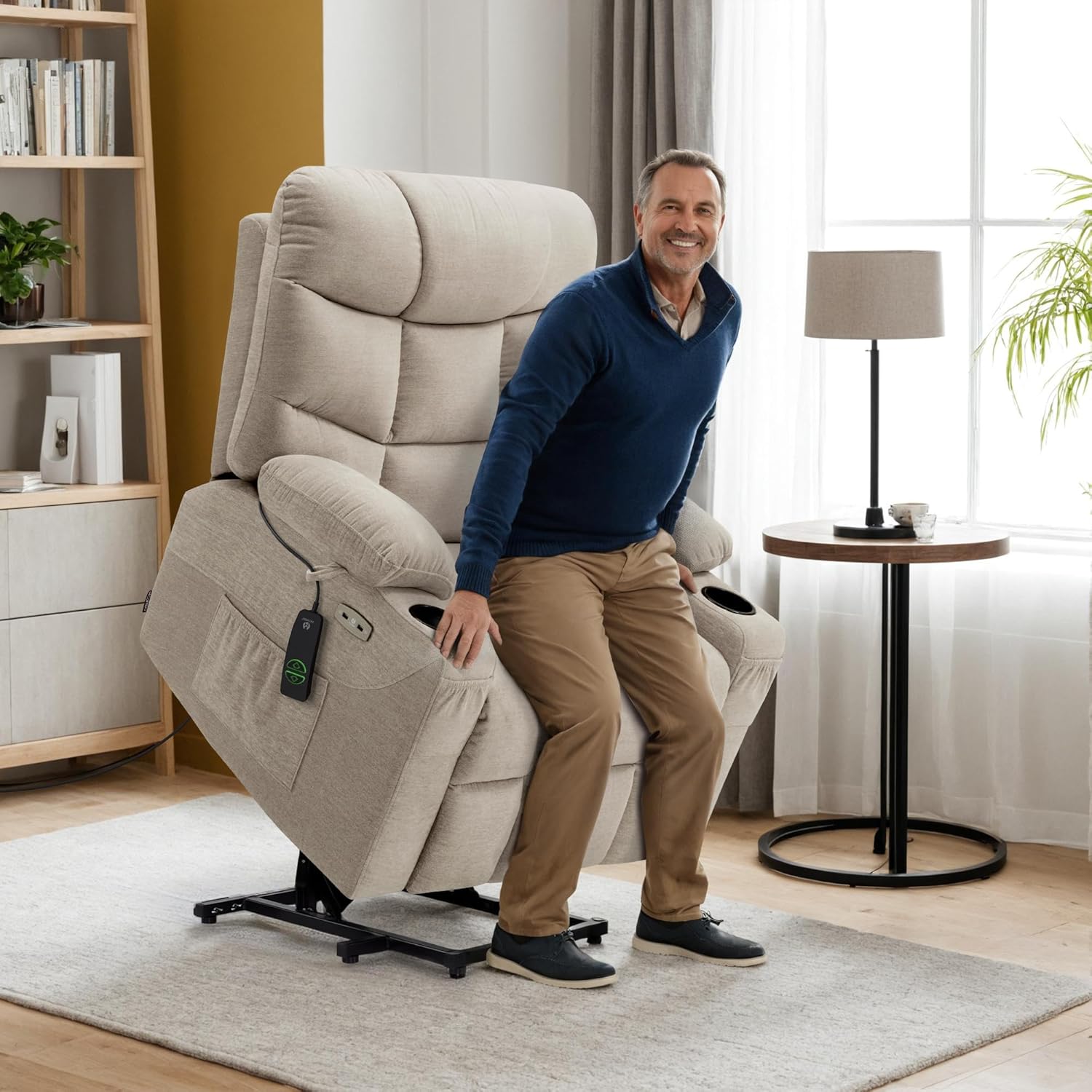 MCombo Power Lift Recliner Chair for Elderly with Extended Footrest Fabric