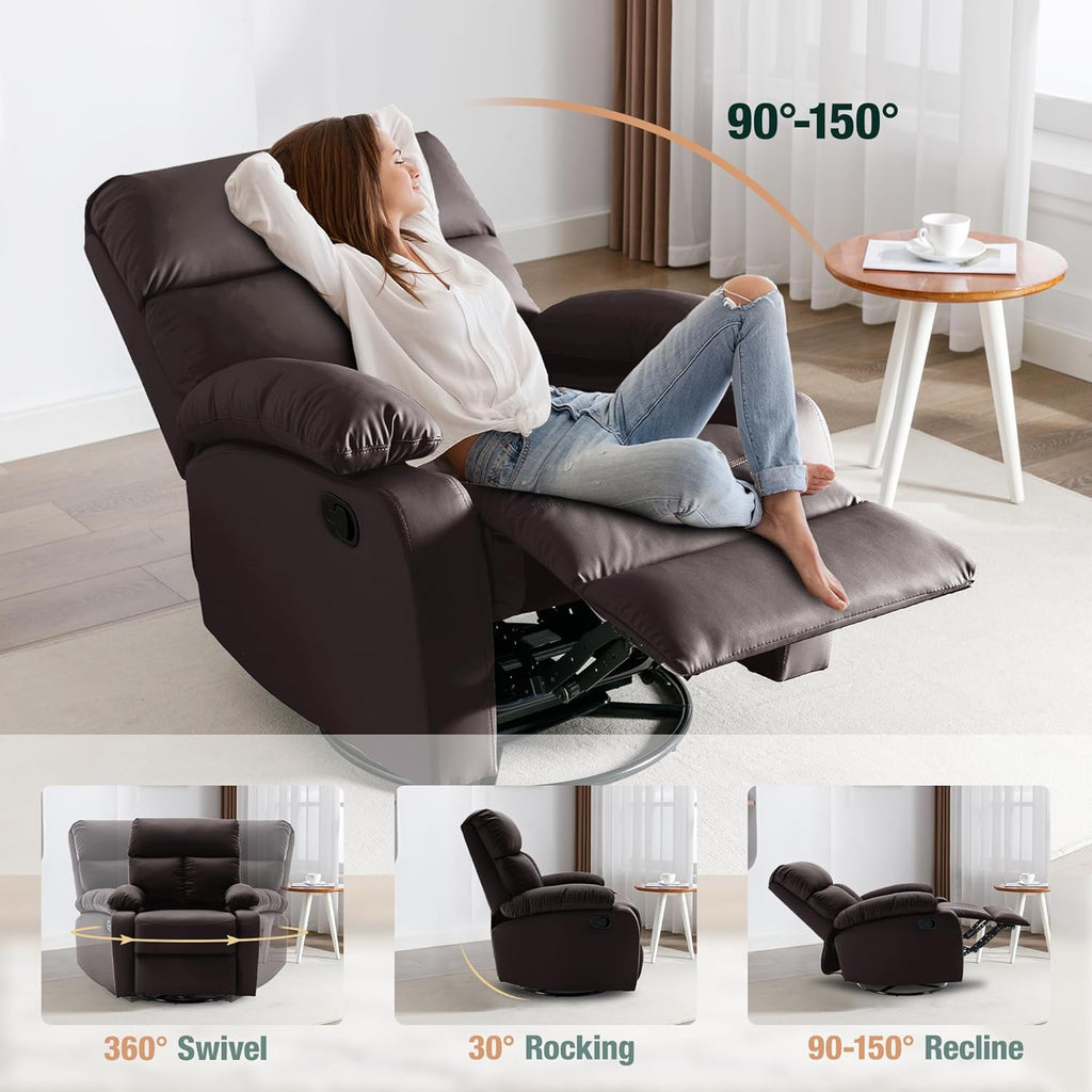 hzlagm Swivel Rocker Recliner Chair Small Space Rocking Recliner