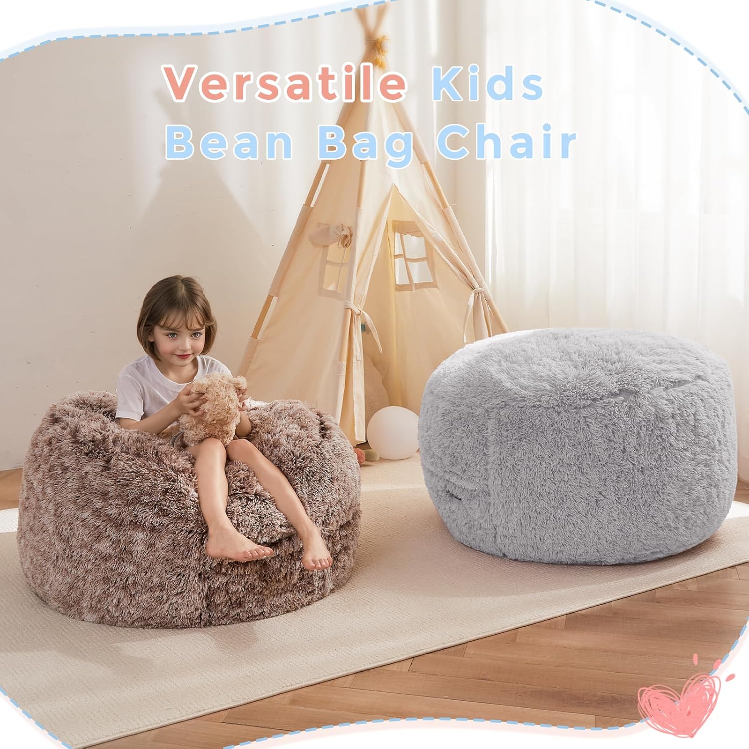MAXYOYO Convertible Bean Bag Chair Bed for Kids with Foam Filling