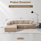 ovios Cloud Sectional Sofa L Shape Chaise Deep Seat Modular Living Room Couch