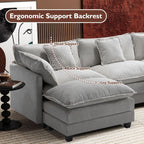 Ihanherry U Shaped Modular Cloud Sofa 5 Seat Chenille Sectional with Ottoman