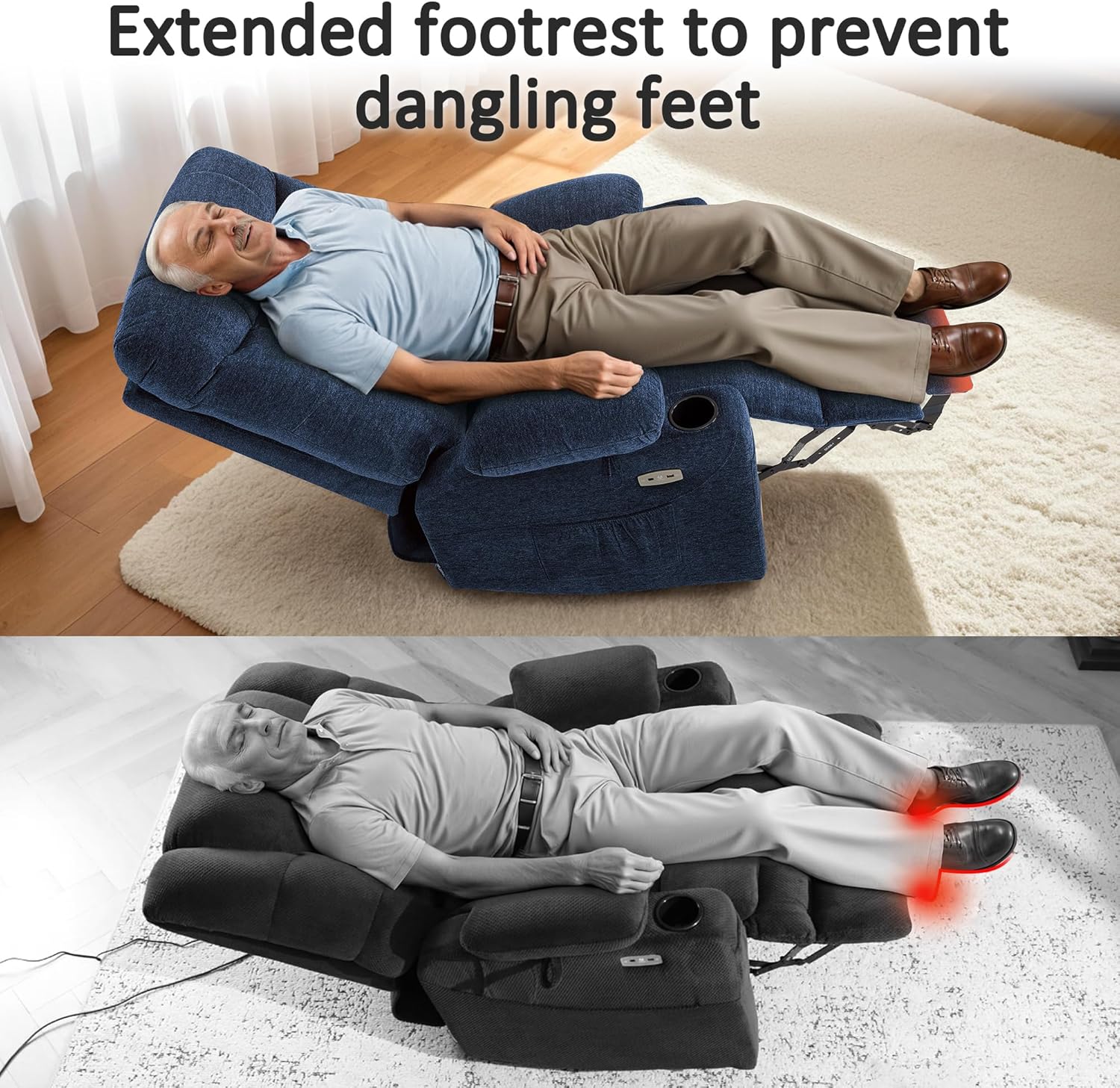 MCombo Power Lift Recliner Chair for Elderly with Extended Footrest Fabric