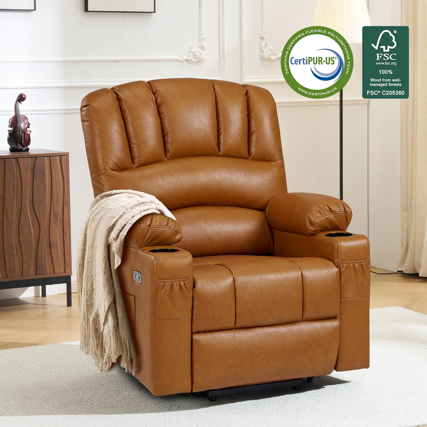 MCombo Power Lift Recliner Chair for Elderly with Heat Massage USB Cup Holders
