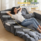 MAXYOYO Adjustable Floor Sofa Bed with Armrest Double Black Foldable Sleeper