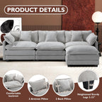 Ihanherry U Shaped Modular Cloud Sofa 5 Seat Chenille Sectional with Ottoman