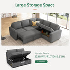 HONBAY Modular Sectional Sleeper Sofa L Shaped Couch with Pull Out Bed