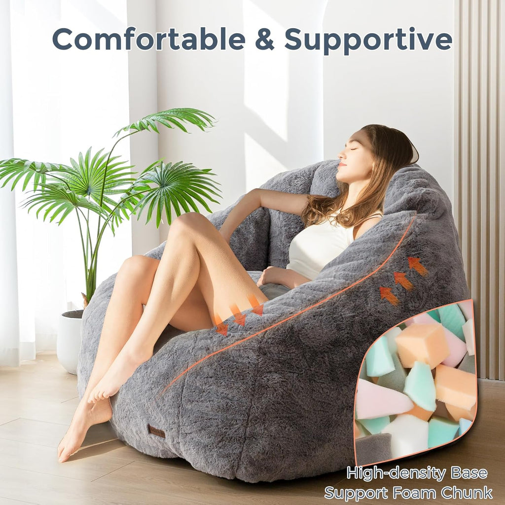 MAXYOYO Giant Bean Bag Chair Oversized Faux Fur Sofa for Adults Kids