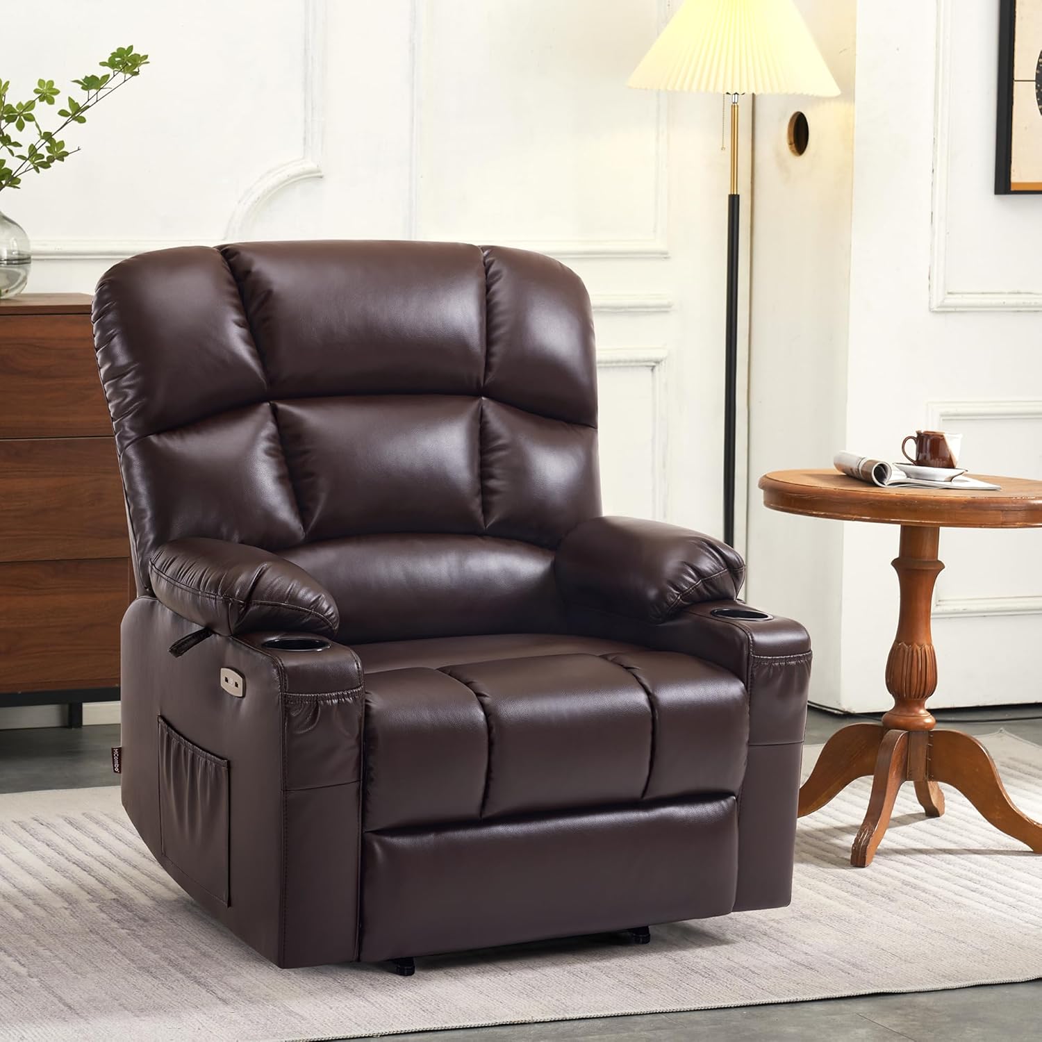 MCombo Large Power Lift Recliner Chair with Dual Motor Massage Heat Faux Leather