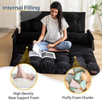 MAXYOYO Adjustable Floor Sofa Bed with Armrest Double Black Foldable Sleeper