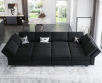 Belffin Velvet Modular Sectional Sofa with Ottoman Sleeper Bed Storage