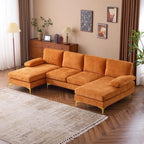VINGLI 110 Sectional Couch U Shaped Sofa Set with Double Chaise Chenille Fabric