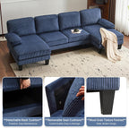 VINGLI 110 Sectional Couch U Shaped Sofa Set with Double Chaise Chenille Fabric