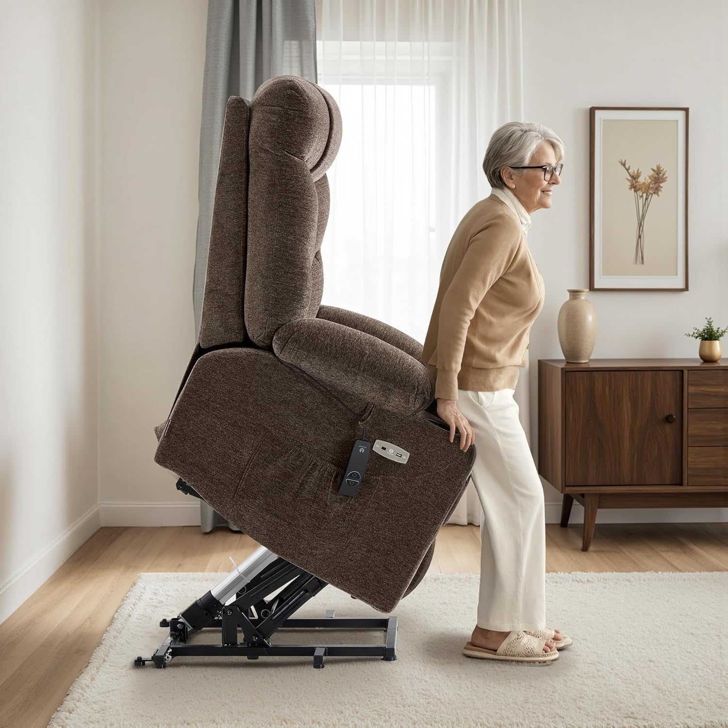 MCombo Power Lift Recliner Chair for Elderly with Extended Footrest Fabric