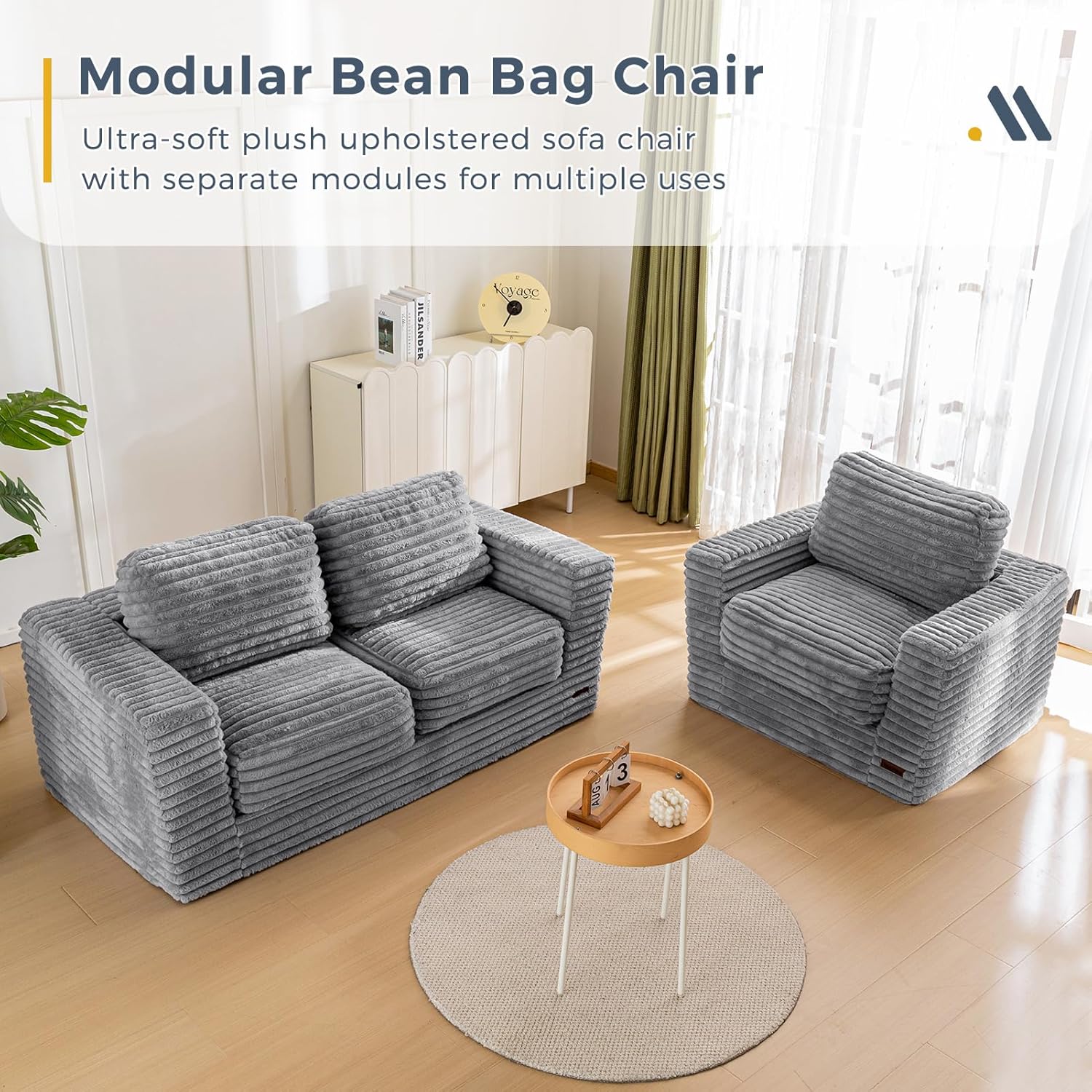 MAXYOYO Giant Bean Bag Chair for Adults with Pillows and Armrests