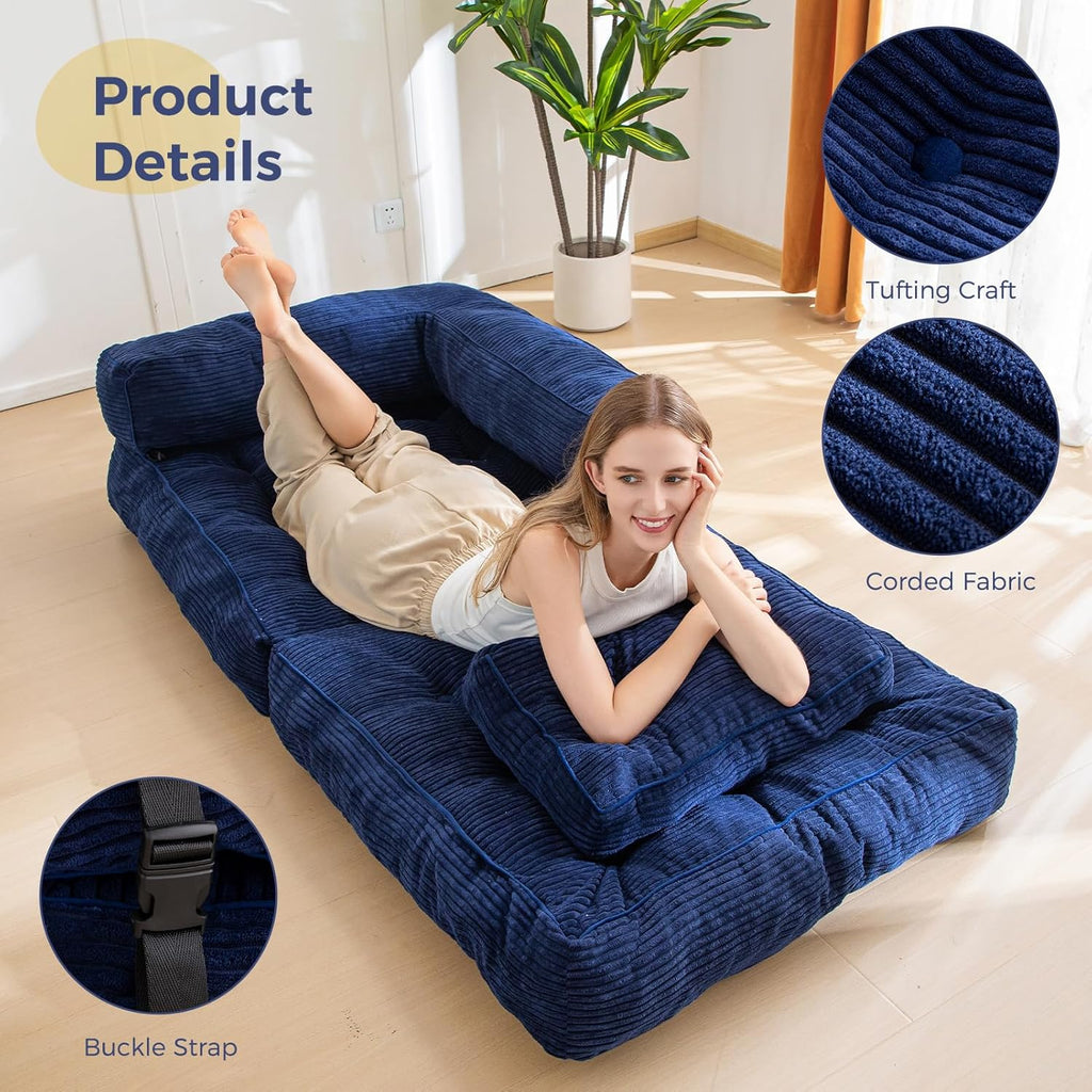 MAXYOYO L Shaped Folding Sofa Bed Convertible Sleeper with Pillow Armrest