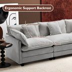 Ihanherry U Shaped Modular Cloud Sofa 5 Seat Chenille Sectional with Ottoman