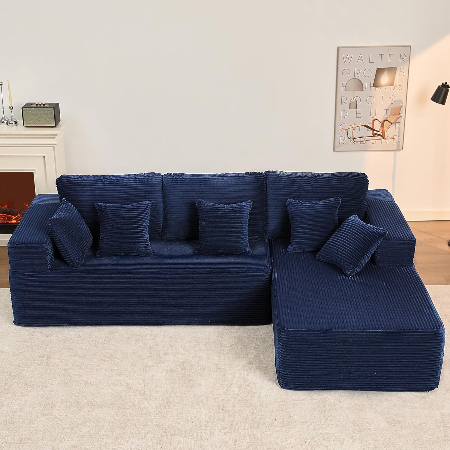 Afuson Boneless Sectional Sofa L Shape Deep Seat Cloud Couch Living Room