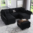 Belffin Velvet Modular Sectional Sofa with Ottoman Sleeper Bed Storage