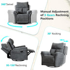 ANJ Swivel Rocker Recliner Chair Manual Fabric Small Space