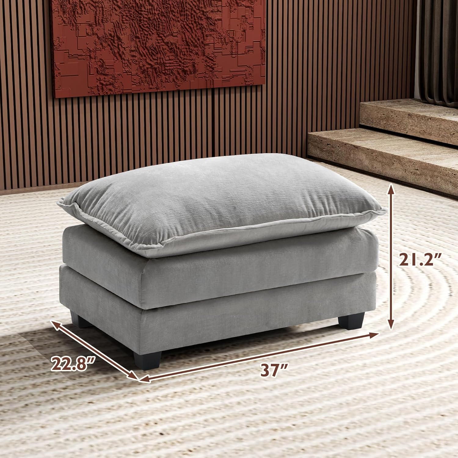 Ihanherry U Shaped Modular Cloud Sofa 5 Seat Chenille Sectional with Ottoman