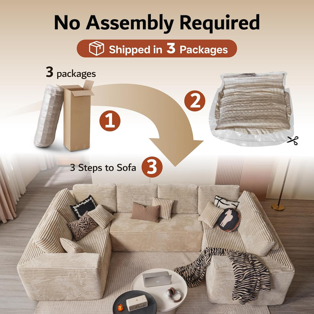 ovios Cloud Sectional Couch with L Shape Chaise Modern Modular Sofa