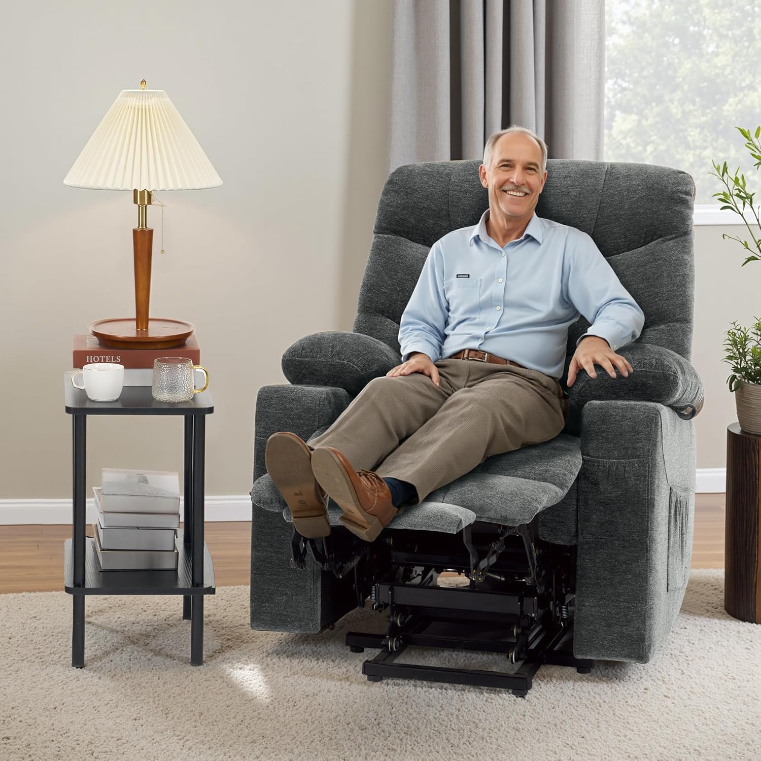 MCombo Power Lift Recliner Chair for Elderly with Extended Footrest Fabric
