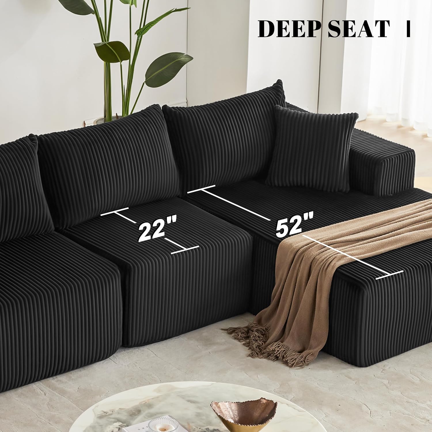 Weture 108" Modular Sectional Sofa Deep Seat Cloud L-Shape Couch with Chaise