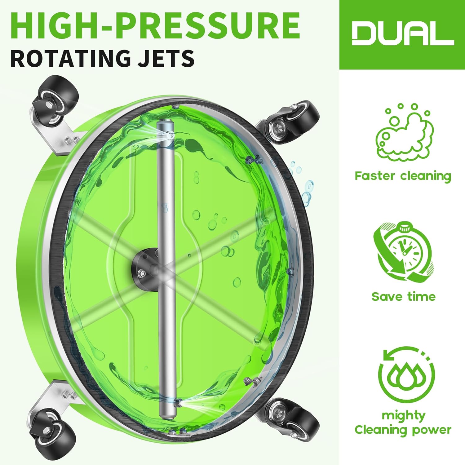 LidoDola 14 Inch Pressure Washer Surface Cleaner with Wheels for Concrete Patio Deck