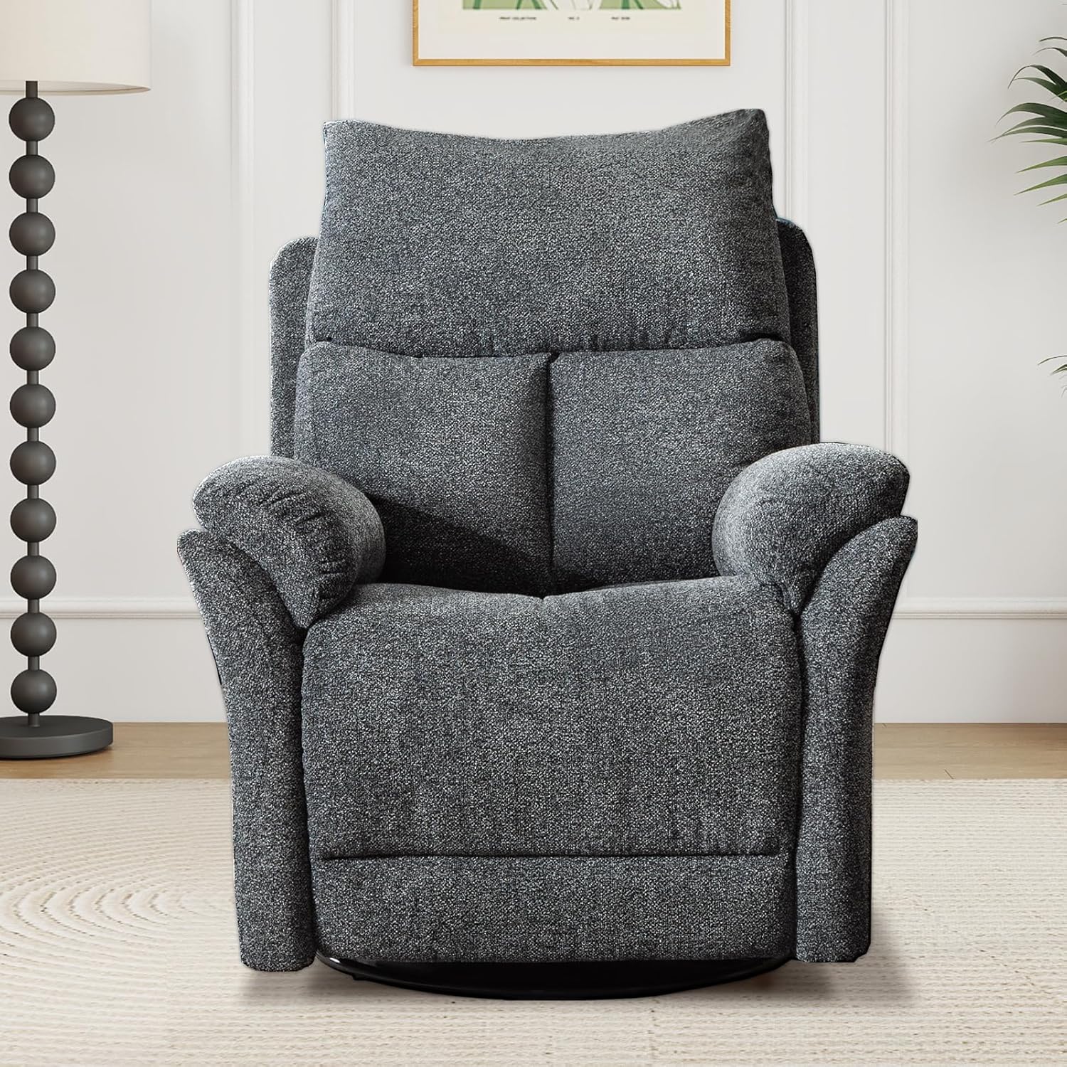 ANJ Swivel Rocker Recliner Chair Manual Fabric Small Space