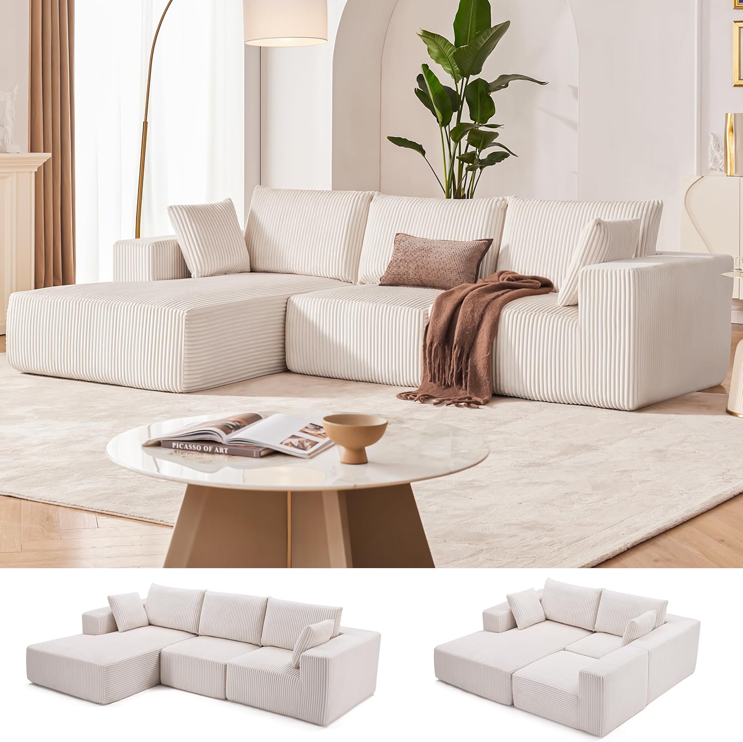 Weture 108" Modular Sectional Sofa Deep Seat Cloud L-Shape Couch with Chaise