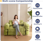 MAXYOYO L Shaped Folding Sofa Bed Convertible Sleeper with Pillow Armrest