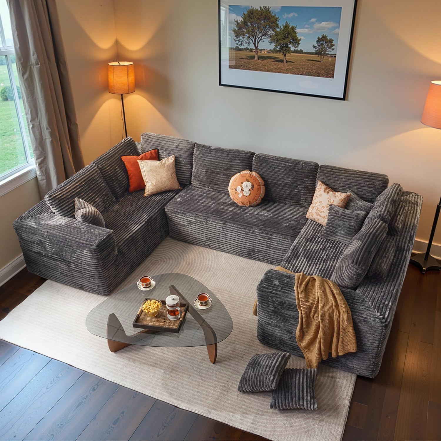 ovios Cloud Sectional Couch with L Shape Chaise Modern Modular Sofa