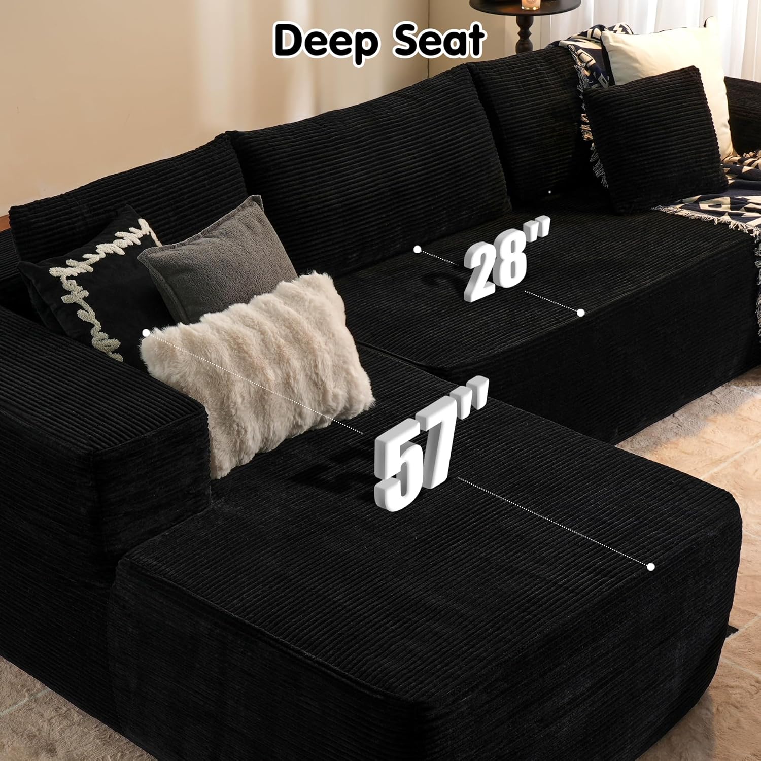 ovios Cloud Sectional Couch with L Shape Chaise Modern Modular Sofa