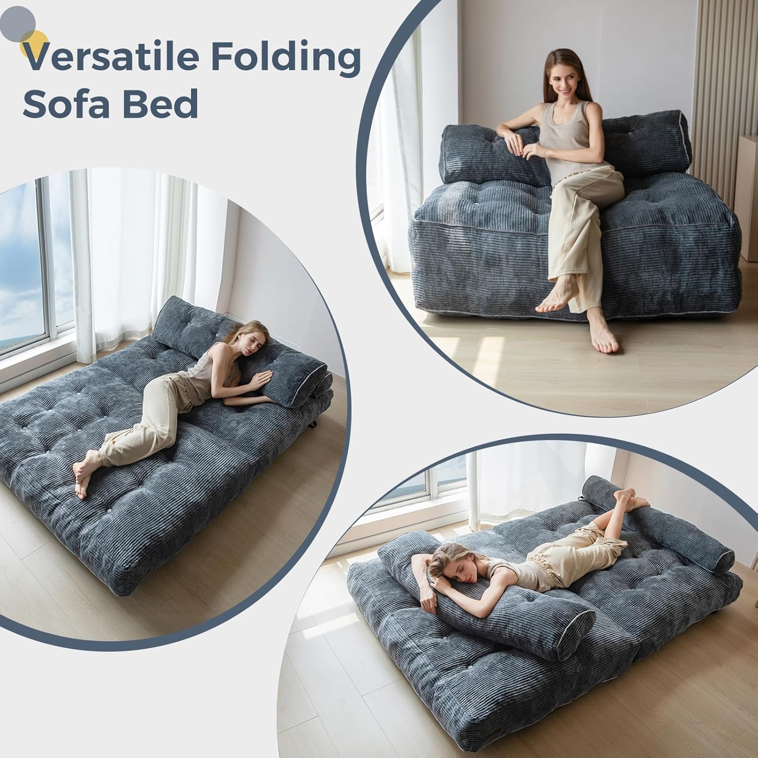 MAXYOYO Folding Sofa Bed Convertible Sleeper Chair with Pillow