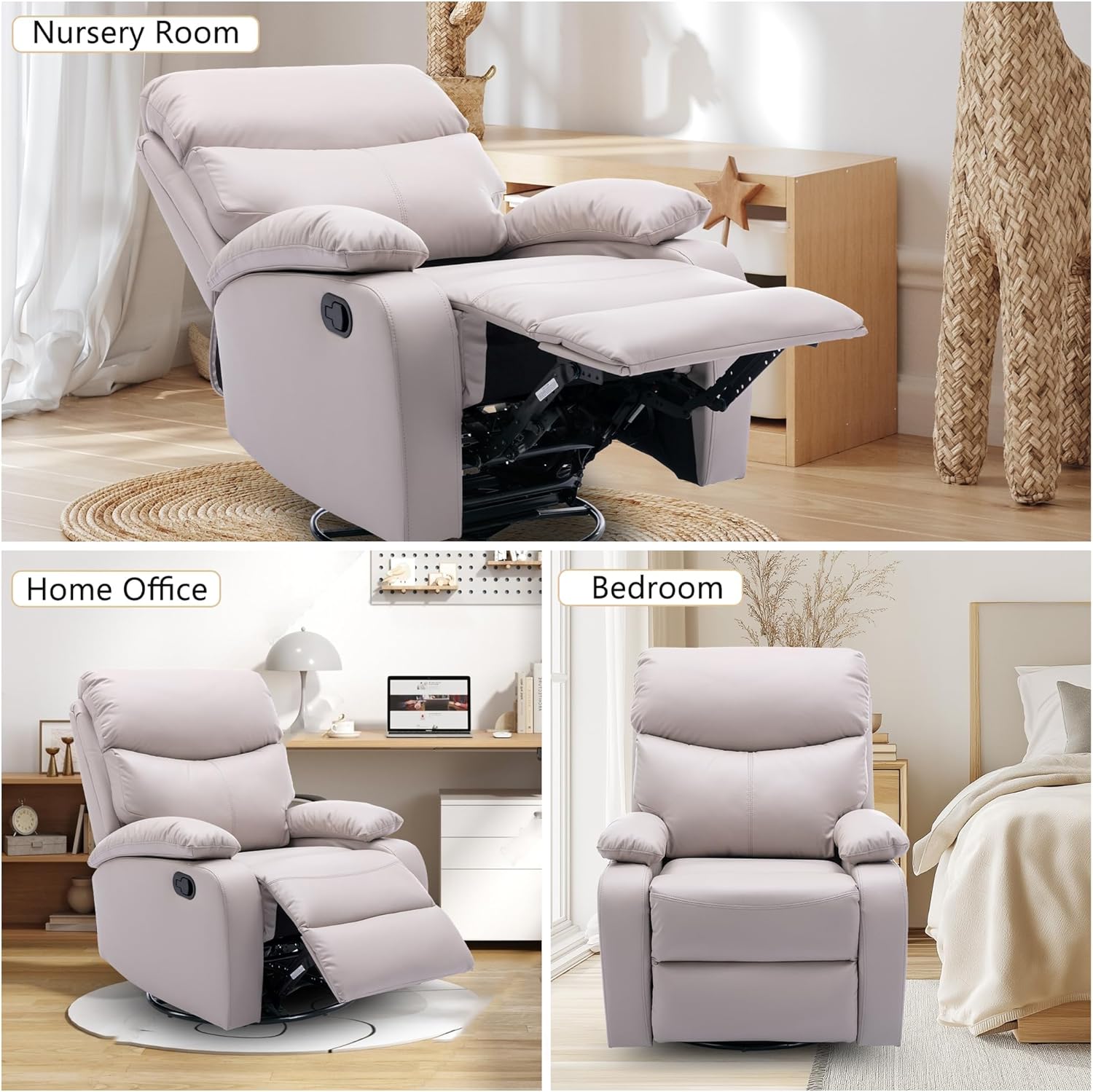 GNMLP2020 Swivel Rocker Recliner Chair Manual Small Space Nursery Living Room